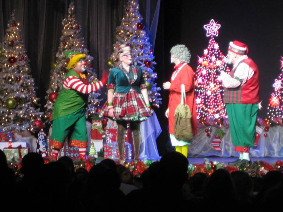Clowns at the Holiday Circus with Grandma and Santa