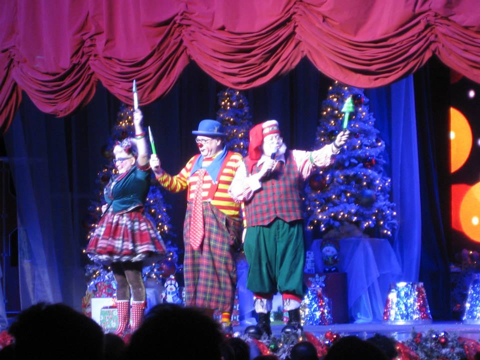 Clowns with Santa during the Holiday Circus performance